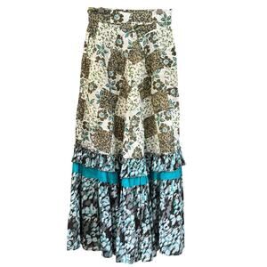 ANTHROPOLOGIE x RAGA Patchwork Skirt Size XS NEW Tiered Boho Maxi Skirt